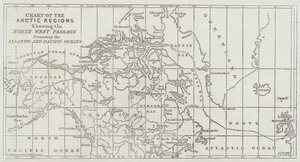 Mapa de las regiones árticas mostrando el Paso del Noroeste que conecta los océanos Atlántico y Pacífico de John Dower